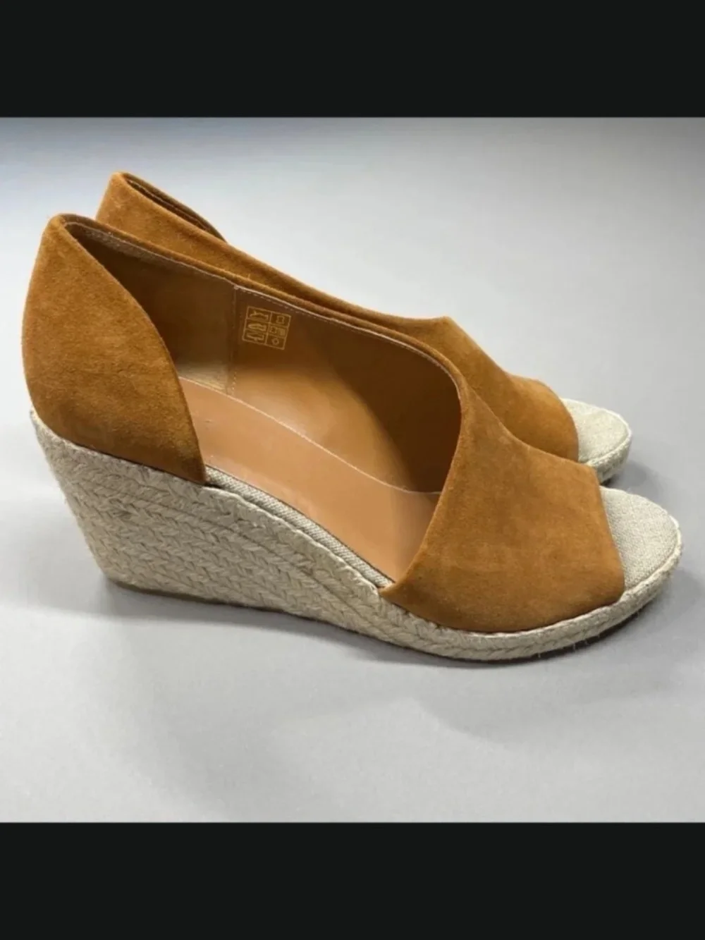 NEW Vince Wedge Heels Womens 10 brown suede leather jute Sonora designer